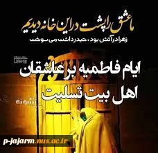 ای تاج سر عالم و آدم زهرا / از کودکی ام دل به تو دادم زهرا
آن روز که من هستم و تاریکی قبر / جان حسنت برس به دادم زهرا . . .
عرض تسلیت به مناسبت فرا رسیدن ایام فاطمیه 3